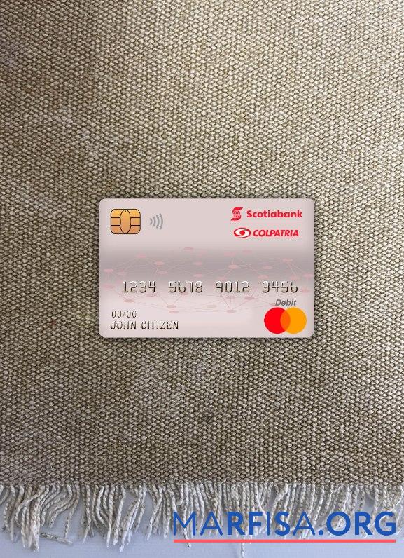 Downloadable Colombia Scotiabank colpatria bank master debit card photolook front real example